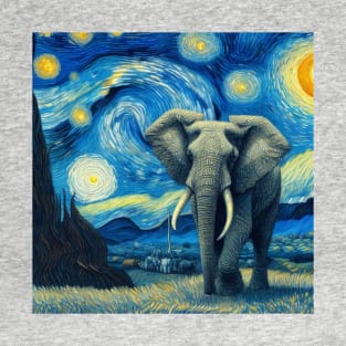 Elephant Lover Art Starry Night T-Shirt